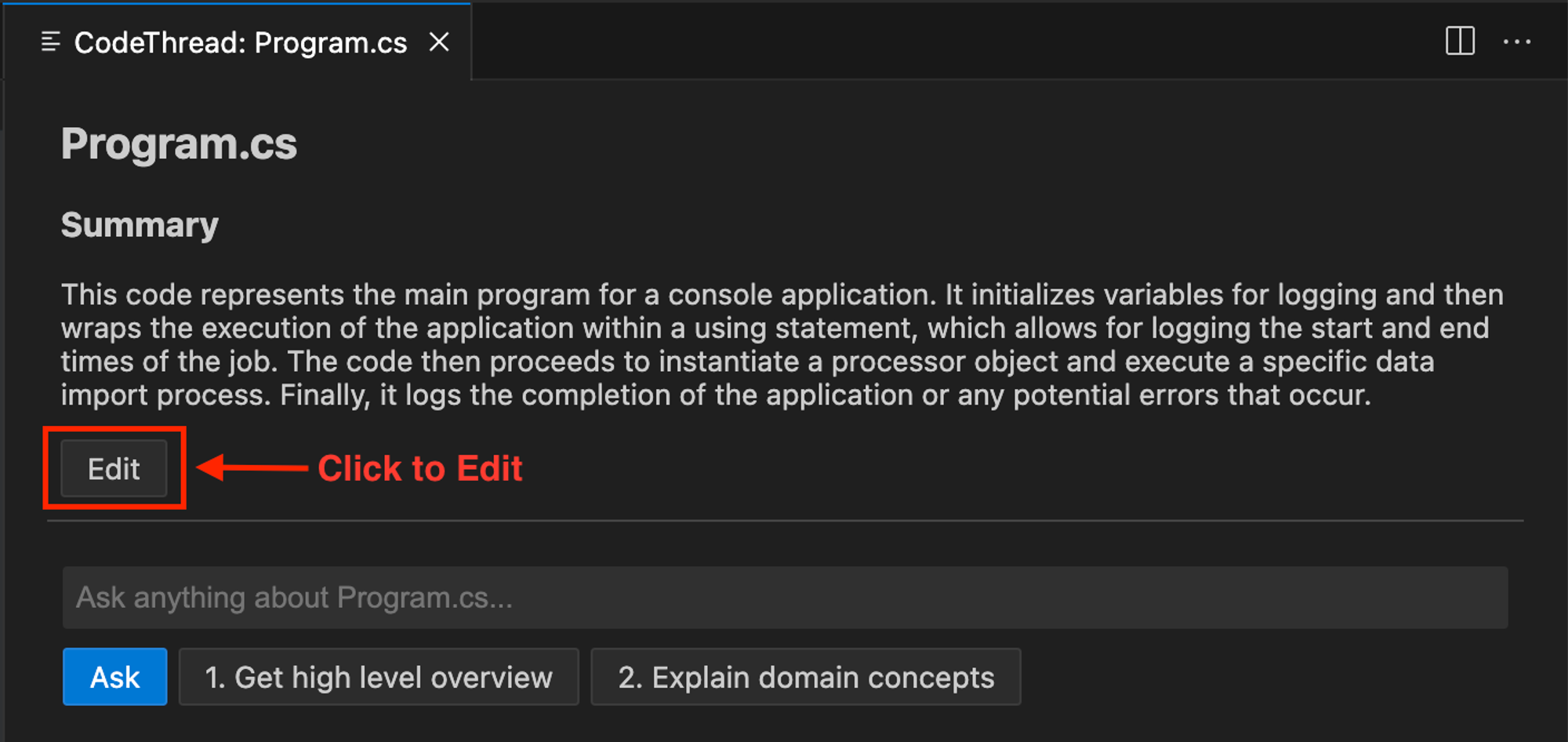 Click edit to start editing mode