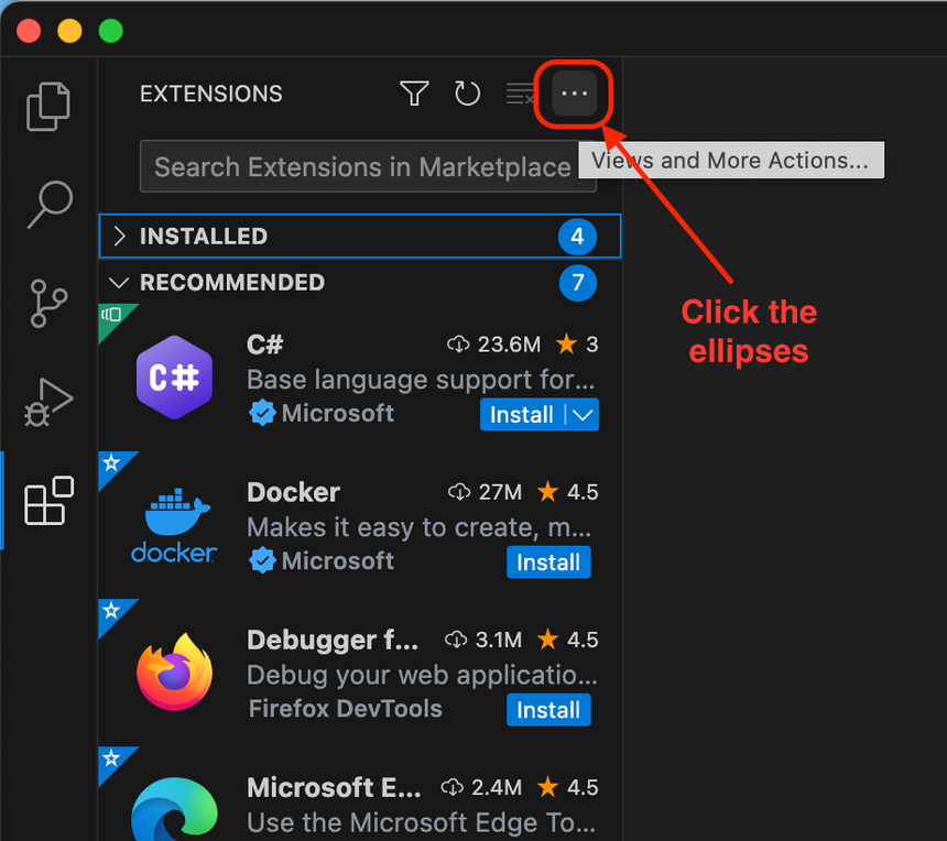 Open extension action menu